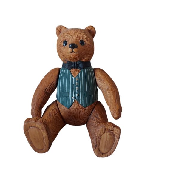 Department 56 TED D BEAR Ceramic Teddy Jointed Vest Bow Tie Collectible Vtg 1983 - Picture 1 of 8
